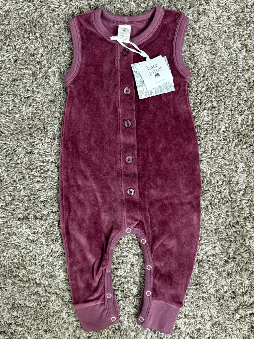 Kate Quinn Organic Cotton Jumpsuit Overalls Baby Girl Size 6-12 Months Maroon